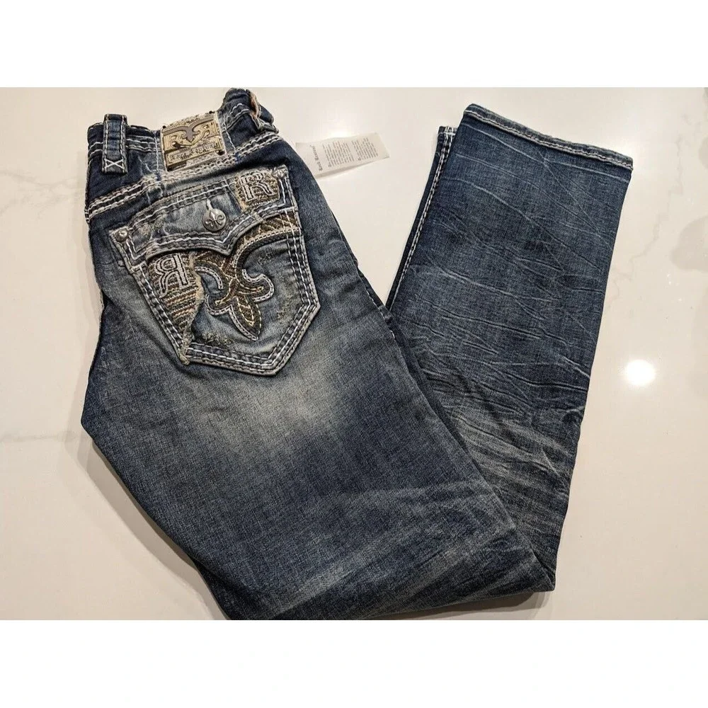 Rock Revival Armie Relaxed Straight Distressed Denim Jeans Men’s Size 29 x 32 - Picture 1 of 9